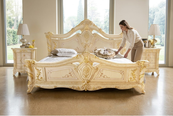 Lit double Lits Chambre Mobilier en bois massif MobilPiu Lit de luxe