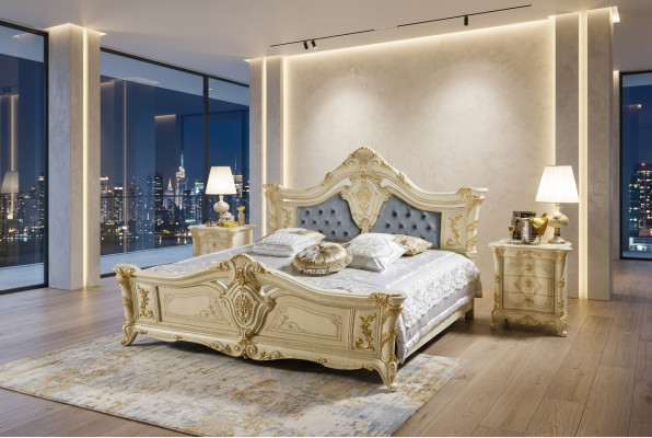 Lits Chesterfield Mobilier Cuir Chambre Hôtel Baroque Classique Lit de Luxe