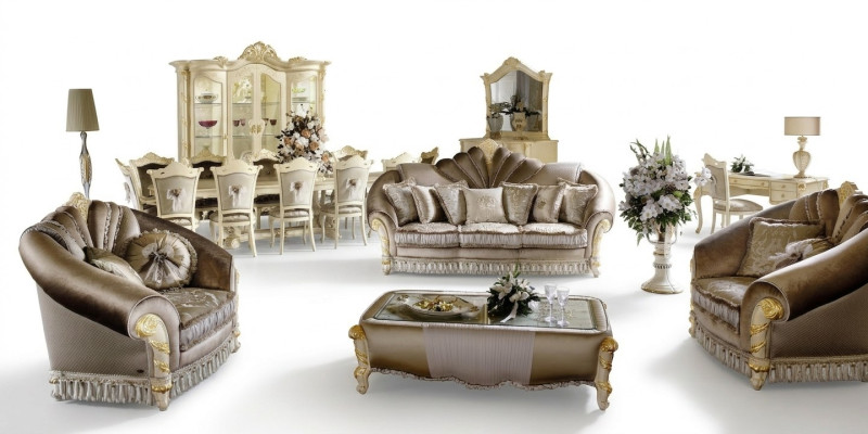 Meubles de luxe Ensemble de canapé Canapé Rembourrage de canapé 3+1+1 places + Table basse en bois nouveau