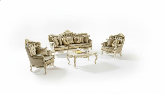 Ensemble complet : Canapé 3 places 1 place 1 place + Table basse Salon de designer Paysage vivant Canapé