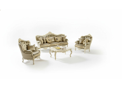 Ensemble complet : Canapé 3 places 1 place 1 place + Table basse Salon de designer Paysage vivant Canapé