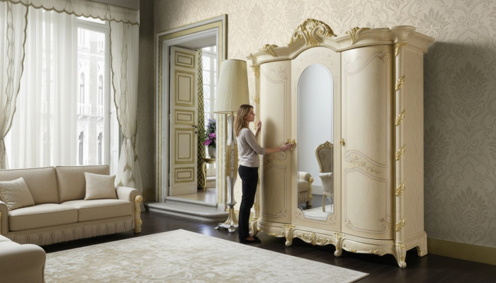 Classique en bois Armoire en bois massif Étagère de chambre en bois Armoire en bois Armoire