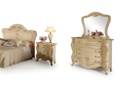 Meuble de design armoire Groupe nouveau Luxe Commode à deux tiroirs Miroir Ensemble Bois Classique