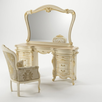Coiffeuse + Fauteuil Coiffeuse Table de maquillage Miroir Commode Tables 3 pièces
