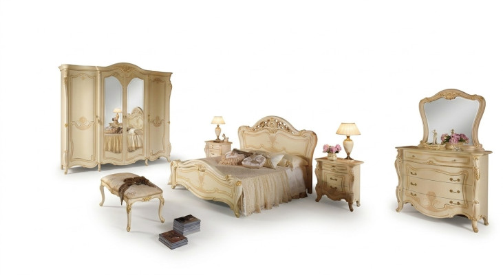 Chambre de luxe pour la conception de chambre à coucher Lits Sets Bed Bedside table Wardrobe 7 pcs.