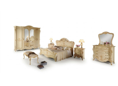 Chambre de luxe pour la conception de chambre à coucher Lits Sets Bed Bedside table Wardrobe 7 pcs.