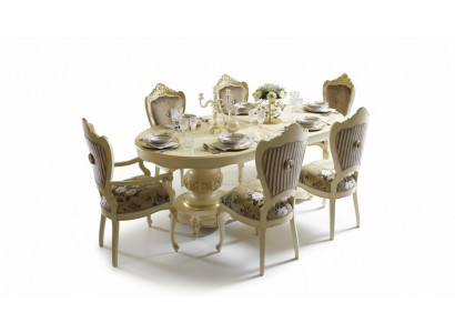 Suite de meubles en bois 2x chaises avec accoudoirs 4x chaise Table nouvelle Salle à manger Ensemble 7 pièces