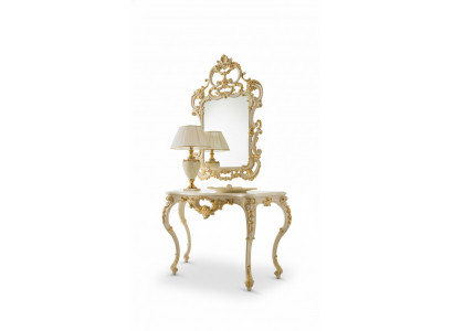 Classique miroir Coiffeuse Console Table Or Bois Meubles de chambre à coucher 2 pièces