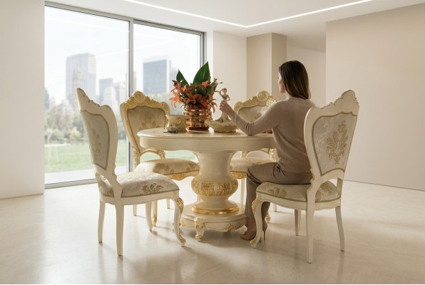 Table à manger Suite Mobilier de salle à manger Ameublement Groupe Table + Ensemble de 4 chaises 5 pièces.