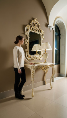 Console table Miroir Bahut Ensemble de 2 pièces nouveau Bois Style de meubles italiens Baroque