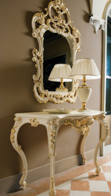 Console table Miroir Bahut Ensemble de 2 pièces nouveau Bois Style de meubles italiens Baroque