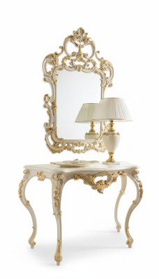 Console table Miroir Bahut Ensemble de 2 pièces nouveau Bois Style de meubles italiens Baroque