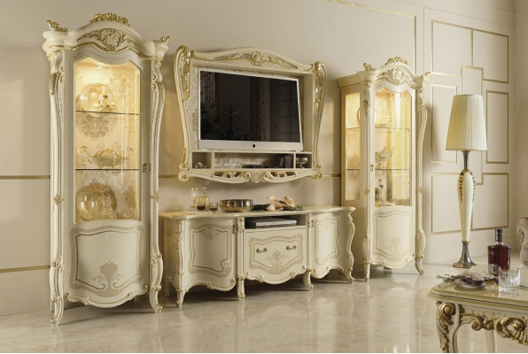 Unité murale de design Buffet 2x Armoire Meuble de télévision Cadre de télévision Buffet 4 pièces Ensemble de vitrine
