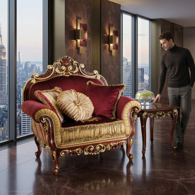 Fauteuil Conception Canapé Sofa Relax Tissu Salon Club Siège Luxe Turquoise Baroque neuf