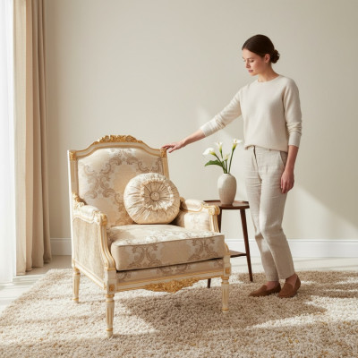 Chaise avec accoudoir Chaise de salle à manger Bois Chaises de salon Design Fauteuil Art déco