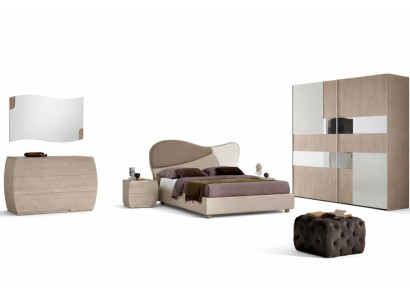Ensemble complet de chambre à coucher Lit moderne royal Armoire Table de chevet 5 pièces