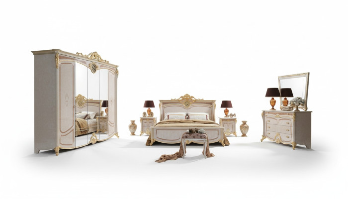 Ensemble complet de chambre à coucher Design Lit Table de chevet Commode neuf Italie 6 pièces ensembles.
