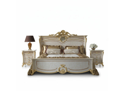 Ensemble de meubles de chambre - Lit avec deux tables de chevet dans un design moderne