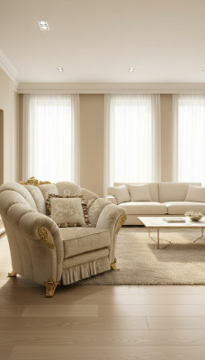Fauteuil Chaise Rembourrage Télévision Cuir Textile Tissu Beige Design Salon Club Détente