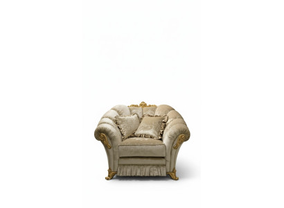 Fauteuil Chaise Rembourrage Télévision Cuir Textile Tissu Beige Design Salon Club Détente