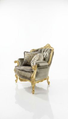 Fauteuil Relax Tissu Salon Club Rembourrage Design Canapé Sofa Luxe Or Nouveau