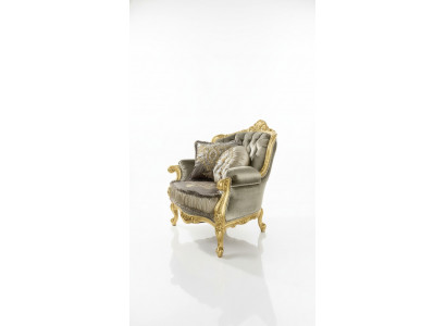 Fauteuil Relax Tissu Salon Club Rembourrage Design Canapé Sofa Luxe Or Nouveau