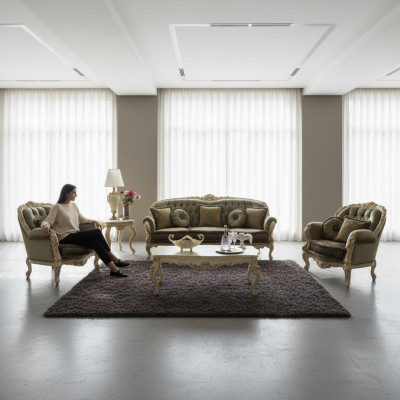 Canapé Canapé Tapisserie textile Siège 3+1+1 Place Suite Design Canapés Canapés neufs