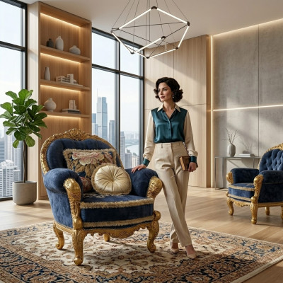 Design classique fauteuil salon canapé une place canapé lounge club hôtel de luxe.