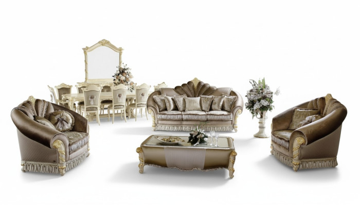 Canapé classique en tissu de designer Suite de canapés 3+1+1 places Canapés en textile