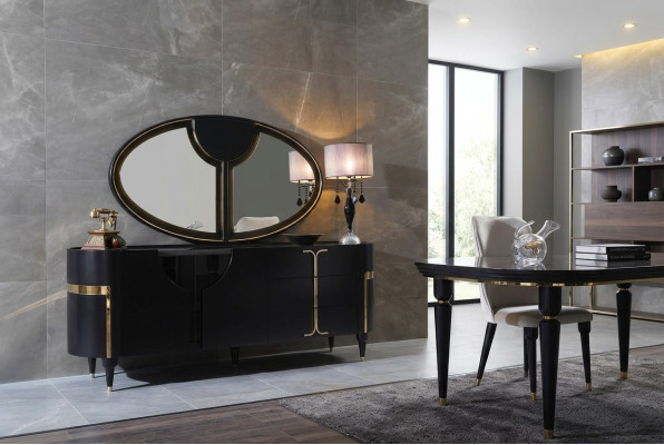 Commode Buffet Mobilier Armoire Ensemble Ensemble 2 pièces Commode Miroir Groupe Bois
