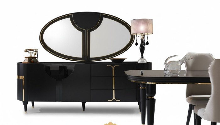Commode Buffet Mobilier Armoire Ensemble Ensemble 2 pièces Commode Miroir Groupe Bois