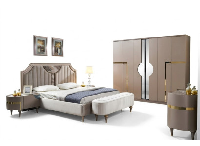 Meubles modernes Lits de luxe nouveau Lit 2x Table de chevet 3 pièces Ensemble de chambre Design