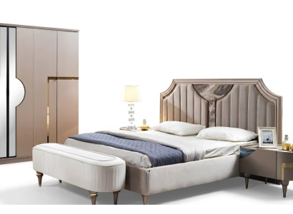 Structure de lit double en bois Cadre de lit Chambre à coucher blanc Luxueux Lit moderne Lits