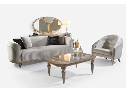 Ensemble de canapé Canapé Rembourrage canapé 3 + 1 Places Table basse en bois 3 pièces. Meubles de luxe