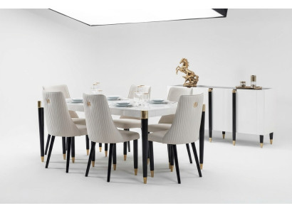Ensemble de salle à manger Suite Set Complet Fauteuil Design 6x Chaises Tissu d'ameublement Textile