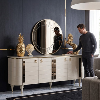 Coffre de bois Commode Buffet Armoire Ensemble de meubles Suite Ensemble de 2 commodes Groupe de miroir