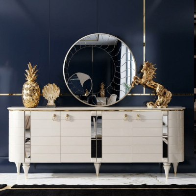 Coffre de bois Commode Buffet Armoire Ensemble de meubles Suite Ensemble de 2 commodes Groupe de miroir