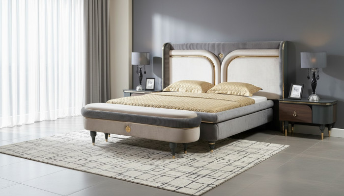 Lit 2x Table de nuit 3 pièces. Ensemble de lits Lit double Chambre d'hôtel Ehe Luxe nouveau