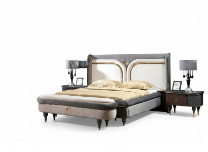 Lit 2x Table de nuit 3 pièces. Ensemble de lits Lit double Chambre d'hôtel Ehe Luxe nouveau