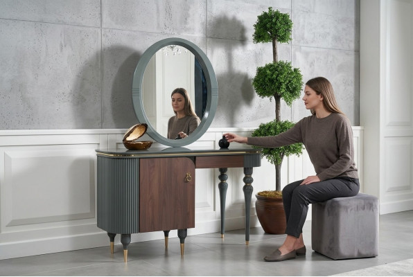 Conception de meubles de chambre 2 pièces table de toilette table cosmétique miroir de table de toilette