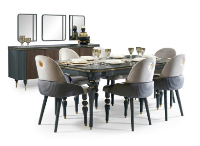 Ensemble de salle à manger Ess Group Table en bois Tables Complet Ensemble de 7 pièces Table à manger 6x Chaises