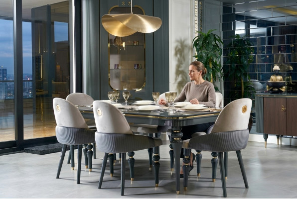 Ensemble de salle à manger Chaise en velours Textile Lehn 6x Chaises Groupe Set Salon Bois Authentique