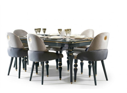 Ensemble de salle à manger Chaise en velours Textile Lehn 6x Chaises Groupe Set Salon Bois Authentique