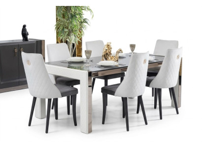 Conception de tables de luxe Salle à manger Meubles italiens Table Fauteuil 6x Chaises neuves