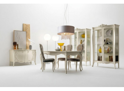 Suite Set Table 4x Chairs Chair Display case Set Chest of drawers Dining set 8pcs. Dining room  Suite Ensemble Table 4 chaises Chaise Vitrine Ensemble Commode Ensemble Salle à manger 8 pièces. Salle à manger