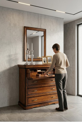 Commode Miroir Moderne Commodes en bois Design 2 pièces Ensemble de chambre à coucher nouvel