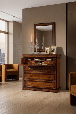Commode Miroir Moderne Commodes en bois Design 2 pièces Ensemble de chambre à coucher nouvel
