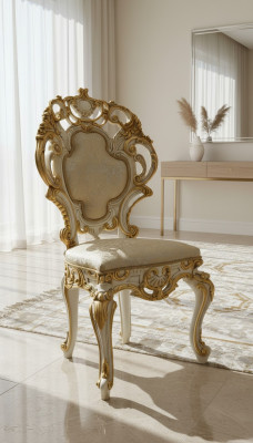 Chaises de salle à manger en bois Chaise de luxe Fauteuil blanc Chaises Salon Mobilier Baroque neuf