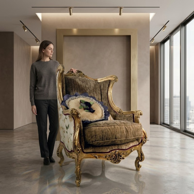 Fauteuil Bibliothèque Fauteuil Cabriolet Tapisserie Mobilier Italien Chaises de Luxe Neuf