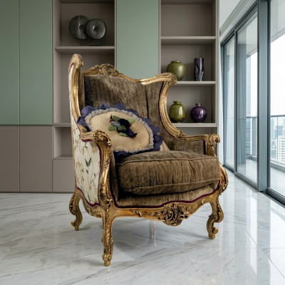 Fauteuil Bibliothèque Fauteuil Cabriolet Tapisserie Mobilier Italien Chaises de Luxe Neuf